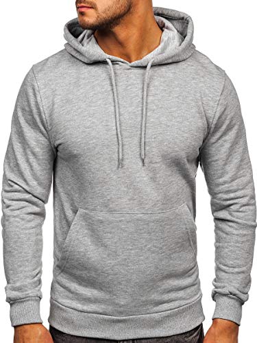 BOLF Hombre Sudadera Cerrada con Capucha Pulóver de Algodón Blusa Hoodie Jersey Estilo Deportivo 146253 Gris XL [1A1]