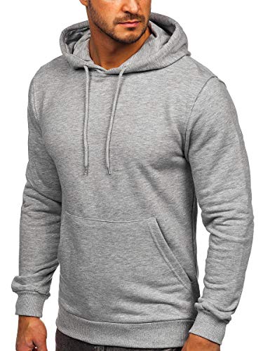 BOLF Hombre Sudadera Cerrada con Capucha Pulóver de Algodón Blusa Hoodie Jersey Estilo Deportivo 146253 Gris XL [1A1]