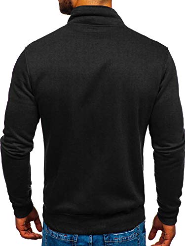 BOLF Hombre Sudadera Cierre de Cremallera Cuello Elevado Sudadera de Algodón Estilo Deportivo J.Style B002 Negro M [1A1]