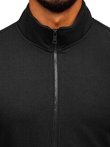 BOLF Hombre Sudadera Cierre de Cremallera Cuello Elevado Sudadera de Algodón Estilo Deportivo J.Style B002 Negro M [1A1]