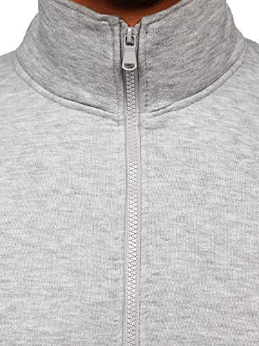 BOLF Hombre Sudadera Cierre de Cremallera Pulóver Cuello Elevado Jersey Blusa Sudadera de Algodón Estilo Deportivo J.Style B002 Gris L [1A1]