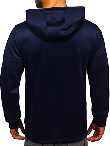 BOLF Hombre Sudadera con Capucha Cierre de Cremallera Pulóver Blusa Hoodie Jersey Estilo Deportivo J.Style JK99117 Azul Oscuro L [1A1]