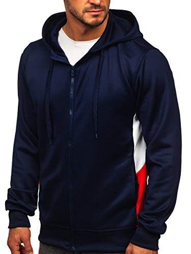 BOLF Hombre Sudadera con Capucha Cierre de Cremallera Pulóver Blusa Hoodie Jersey Estilo Deportivo J.Style JK99117 Azul Oscuro L [1A1]