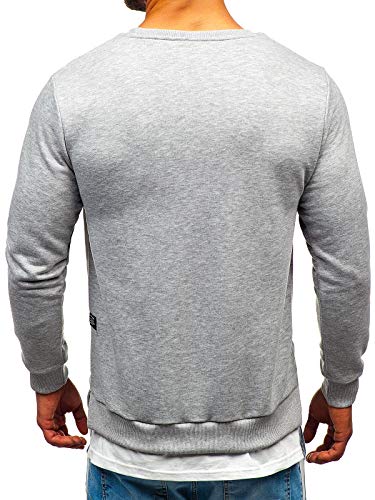 BOLF Hombre Sudadera Pulóver con Estampado Sudadera de Algodón Estilo Deportivo 11115 Gris L [1A1]