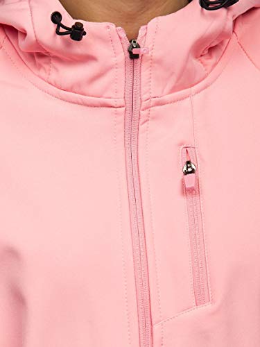 BOLF Mujer Chaqueta Softshell de Entretiempo con Capucha Cierre de Cremallera Cuello Elevado Cazadora Chaqueta de Fitness Ropa de Abrigo Outdoor Estilo Deportivo J.Style KSW6003 Rosa XL [D4D]