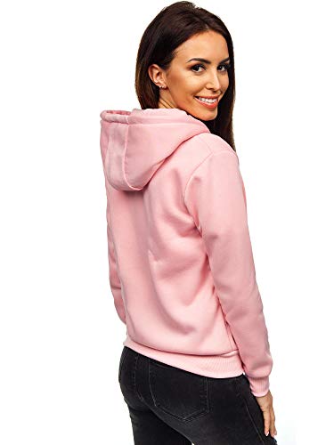 BOLF Mujer Sudadera Básica con Capucha Cierre de Cremallera Estilo Deportivo J.Style WB1005 Rosa S [A1A]