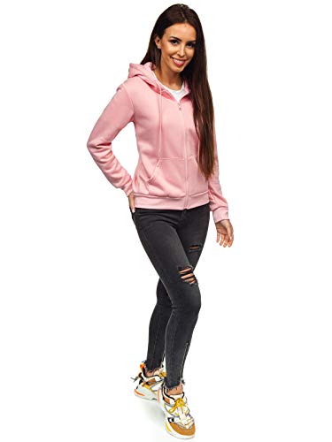BOLF Mujer Sudadera Básica con Capucha Cierre de Cremallera Estilo Deportivo J.Style WB1005 Rosa S [A1A]