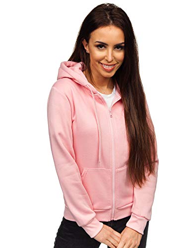 BOLF Mujer Sudadera Básica con Capucha Cierre de Cremallera Estilo Deportivo J.Style WB1005 Rosa S [A1A]