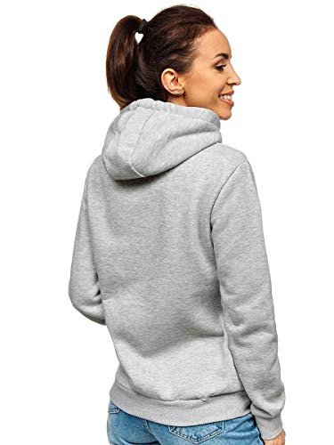 BOLF Mujer Sudadera con Capucha Cierre de Cremallera Estilo Deportivo J.Style W02 Gris S [A1A]