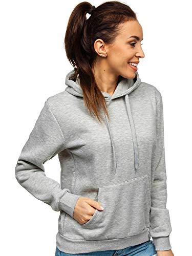 BOLF Mujer Sudadera con Capucha Cierre de Cremallera Estilo Deportivo J.Style W02 Gris S [A1A]