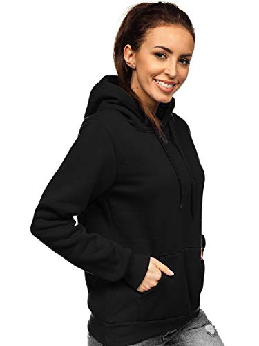 BOLF Mujer Sudadera con Capucha Cierre de Cremallera Estilo Deportivo J.Style W02 Negro XL [A1A]