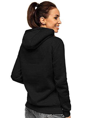 BOLF Mujer Sudadera con Capucha Cierre de Cremallera Estilo Deportivo J.Style W02 Negro XL [A1A]