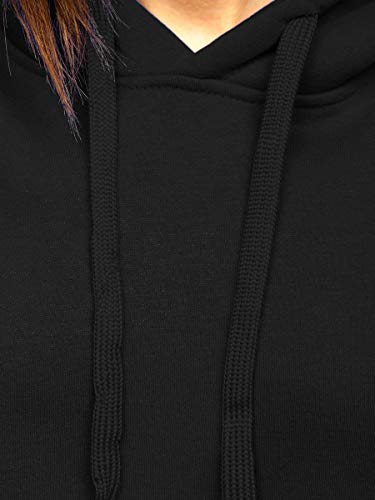 BOLF Mujer Sudadera con Capucha Cierre de Cremallera Estilo Deportivo J.Style W02 Negro XL [A1A]