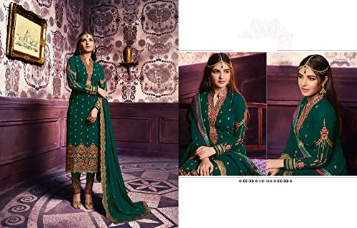 Bollywood Salwar Kameez Vestido de Mujer Traje Punjabi Ladies Girl Indio musulmán Vestido de Mujer Traje Recto Hijab Traje Plazo Oficina Informal 7216