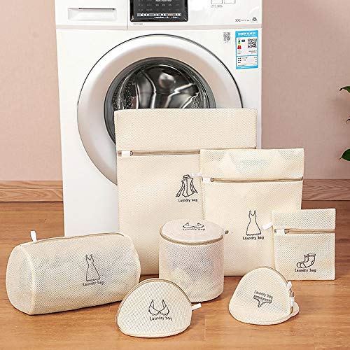 Bolsa de lavandería para lavadora Lencería Bolsa de malla de lavado Ropa Organizador de ropa interior Bolsa de limpieza Sujetador Bolsa de red de lavado (beige)