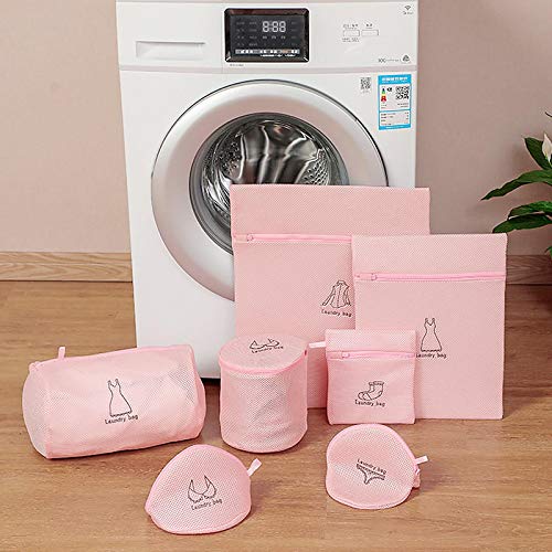 Bolsa de lavandería para lavadora Lencería Bolsa de malla de lavado Ropa Organizador de ropa interior Bolsa de limpieza Sujetador Red de lavado Ba (rosa)