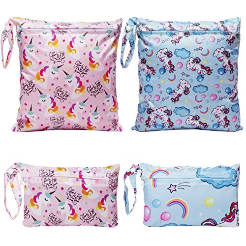 Bolsa Pañales, Comius Sharp 4 Piezas Bolsa de Pañales Reutilizable, Impermeable Organizador Pañales Bebe Bolsas Pañales, Bolsa para la Ropa de Bebé para pañales, ropa sucia y más (B)