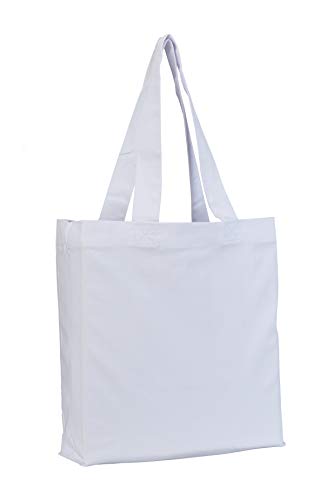 Bolsa Tela 100% Algodón Biodegradable, Lavable, Reutilizable-Asas Largas de 63cm.para Ropa, Alimentos, Verduras, IR de Paseo y Uso Diario, 38x38x9cm, 270gr/m2 (Blanco, Paquete de 1 Unidad)