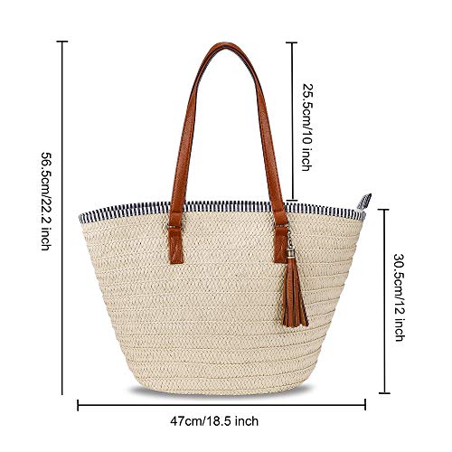 Bolso de la Paja Mujeres Bolsos de Bandolera Verano Crossbody Totes de Playa Ratán Tejidas a Mano Para Estilo Boho Para Viajes, Fechas y Vacaciones