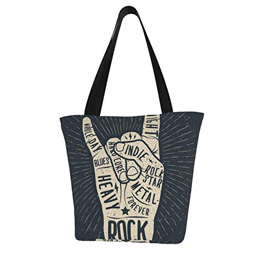 Bolso de lona informal para mujer, estilo rockero, para la compra, bolso de la compra.