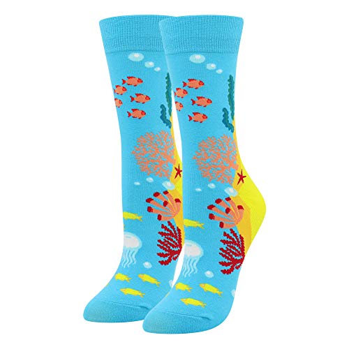 BONANGEL Calcetines Estampados de las Mujeres, Mujeres Ocasionales Calcetines Divertidos Impresos de Algodón de Pintura Famosa de Arte Calcetines, Calcetines de Colores de moda (8 Pares-Unicorn2)