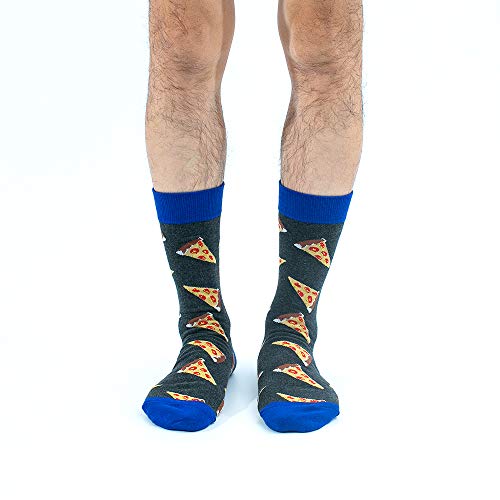 BONANGEL Coloridos Calcetines Para Hombres,Calcetines de Vestir Divertidos, Calcetines de Oficina de Algodón con Estampados Divertidos y Elegantes de Fantasía, Locos Geniales (39-46, 8 Pairs-Pizza3)