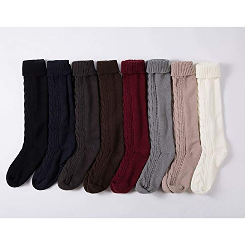 Boomly Calcetines Por Encima De La Rodilla Mujer Punto Invierno Tejer Calentador De Piernas Rodilla Alta Calcetines De Lana Largos De Arranque (Gris Claro)