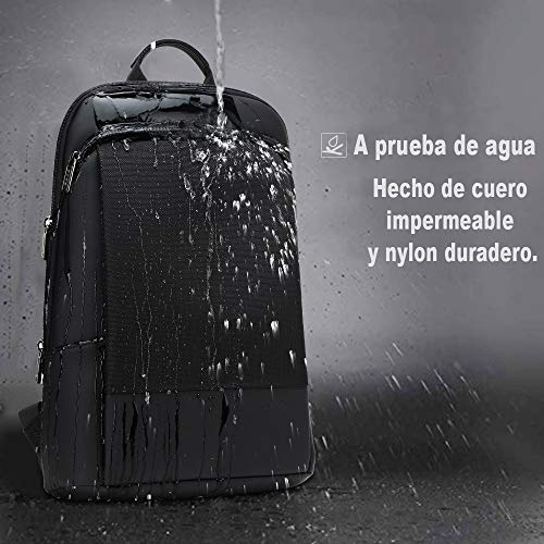BOPAI Mochilas para Portatiles USB Mujer Mochilas Hombre Trabajo Mochila Portatil 15 Pulgadas Mochila Antirrobo Hombre Viaje de Negocios Impermeable, Negro