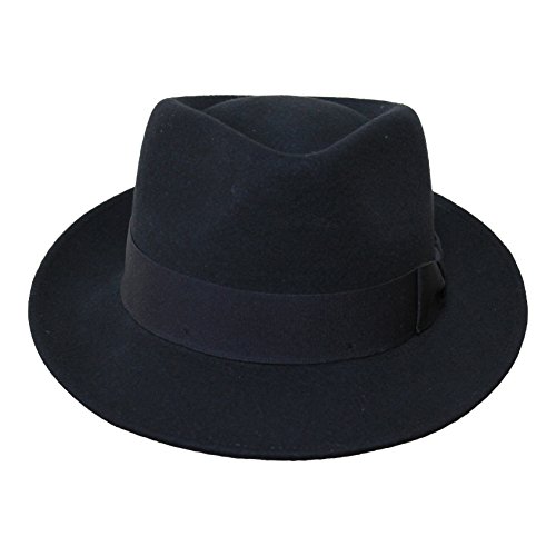 Borges & Scott B&S Premium Doyle – Sombrero de lágrima Fedora - 100% Fieltro de Lana - Enrollable para Viajes - Resistente al Agua - Negro 56cm
