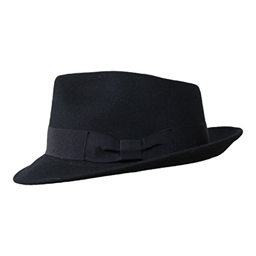 Borges & Scott B&S Premium Doyle – Sombrero de lágrima Fedora - 100% Fieltro de Lana - Enrollable para Viajes - Resistente al Agua - Negro 56cm