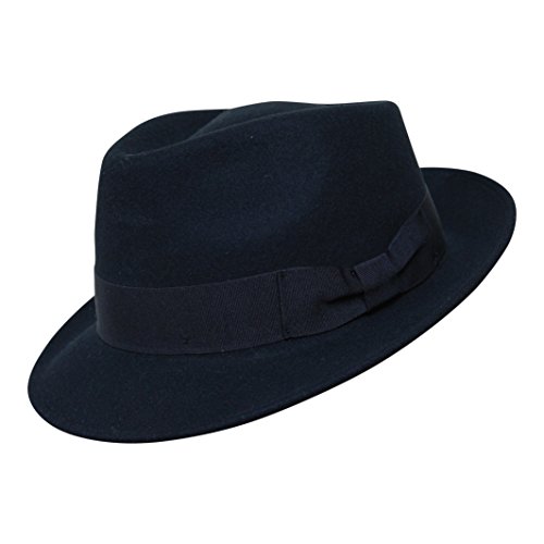 Borges & Scott B&S Premium Doyle – Sombrero de lágrima Fedora - 100% Fieltro de Lana - Enrollable para Viajes - Resistente al Agua - Negro 56cm