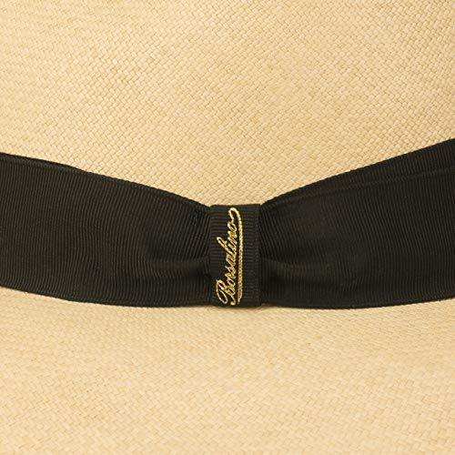 Borsalino Sombrero Bogart Panamá Premium Hombre - de Sol Paja con Banda Grosgrain Primavera/Verano - 57 cm Natural