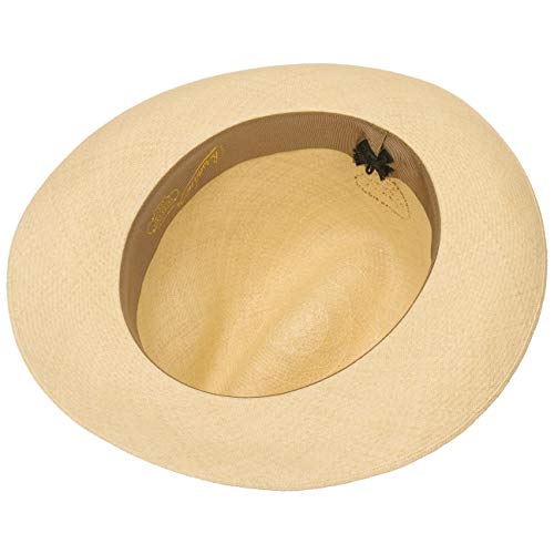 Borsalino Sombrero Bogart Panamá Premium Hombre - de Sol Paja con Banda Grosgrain Primavera/Verano - 57 cm Natural
