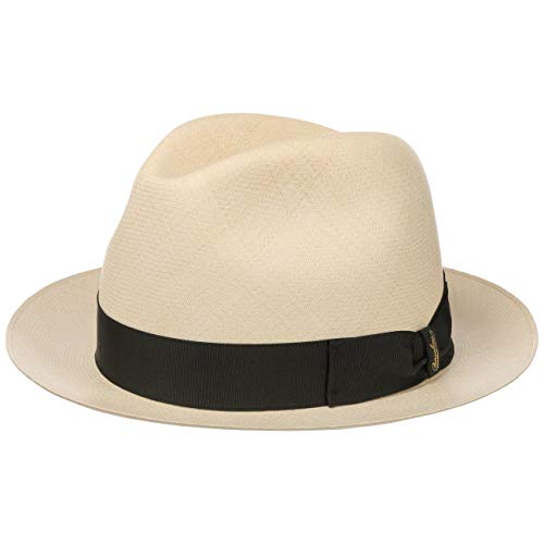 Borsalino Sombrero Panamá Prestige Bogart Mujer/Hombre - de Verano Sombreros Hombre con Banda Grosgrain Primavera/Verano - 57 cm Natural