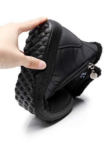 Botas de Nieve Zapatos Mujer,Popoti Botas de Nieve Cremallera Calientes Botines Forradas Cortas Ankle Boots Algodón Zapatos Invierno Aire Libre Sport Botines (Negro-1, 39)