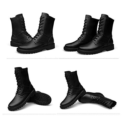 Botas militares tácticas de caña alta para hombre, botas de montaña negras clásicas,botas de piel de vaca, antideslizantes, cosidas a mano, casuales para exteriores, botas de motocicleta de tubo alt