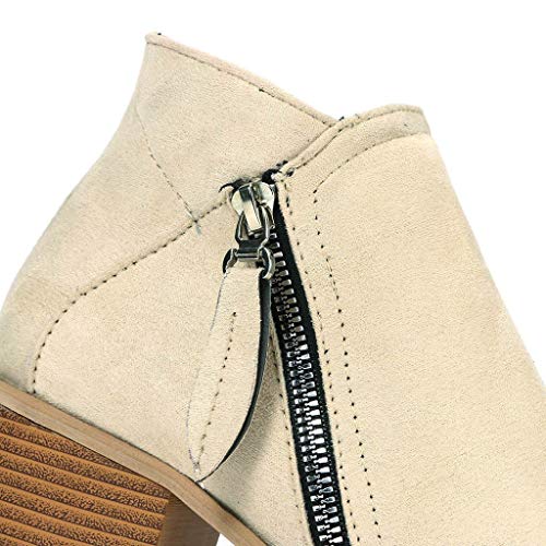 Botines Mujer Tacon ancho 2019 POLP Chelsea Botas Invierno Tacón grueso Casual Botines Mujer Tacon Aguja con Cremallera Zapatos de Fiesta