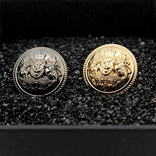 Botones de metal modernos y decorativos, con diseño de escudo de armas, ideales para traje, paquete de 10 unidades, dorado, 25 mm