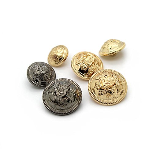 Botones de metal modernos y decorativos, con diseño de escudo de armas, ideales para traje, paquete de 10 unidades, dorado, 25 mm