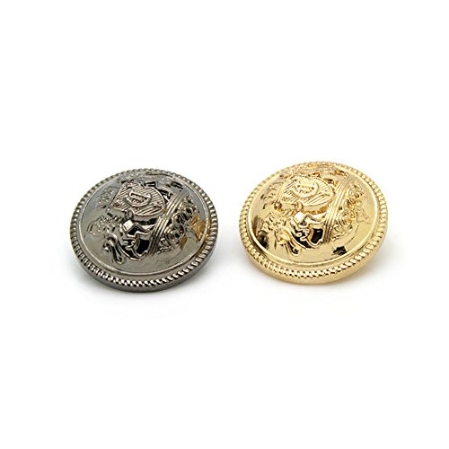 Botones de metal modernos y decorativos, con diseño de escudo de armas, ideales para traje, paquete de 10 unidades, dorado, 25 mm