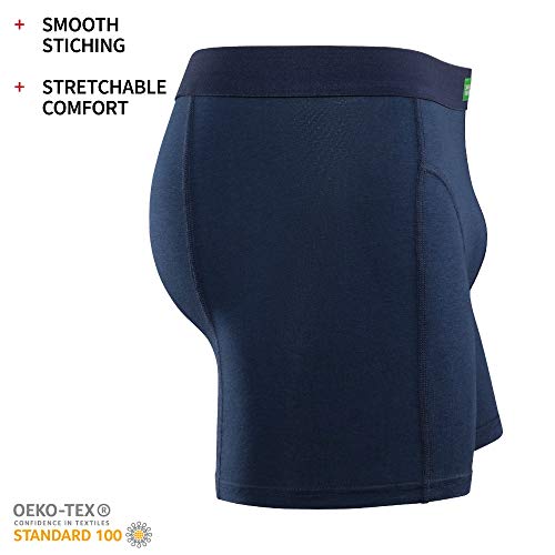 Boxer Calzoncillos Hombre Algodón Orgánico Pack de 3 Negro Azul Blanco (Azul, XX-Large)