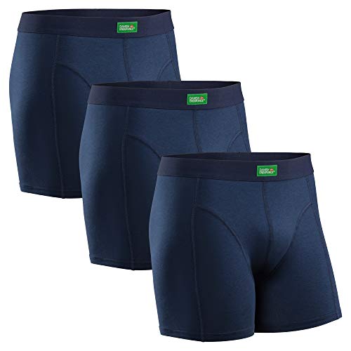 Boxer Calzoncillos Hombre Algodón Orgánico Pack de 3 Negro Azul Blanco (Azul, XX-Large)