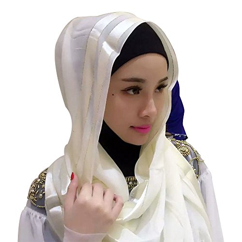 BOZEVON Mujeres Moda Hermoso musulmán islámico largo Hijab Fular Bufanda Pañuelo para la cabeza, 6 colores