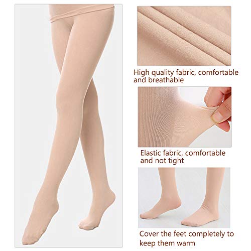 BOZEVON Niñas Baile Ballet Elásticos Camiseta/Pantimedias Niños Gimnasia Medias Leotardos Conjuntos Térmicos, Cutis (Top + Medias)