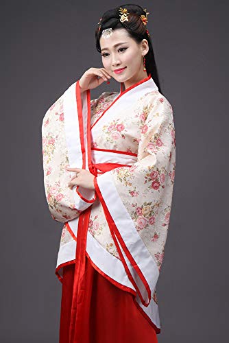 BOZEVON Ropa de Mujer Traje Tang - Traje Tradicional de Estilo Chino Antiguo Vestidos de Hanfu - para Show de Escenario Actuaciones Cosplay, Estilo-2/L