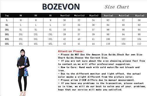 BOZEVON Traje de Baño Musulmán para Mujer - Juego de Natación Modesto de Cobertura Completa para Mujeres 2 Piezas de Burkini Tops con Traje Islámico Hijab y Pantalones