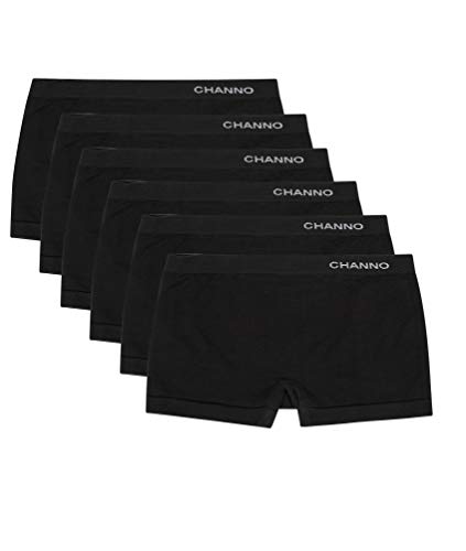 Bragas Culotte Shorts de Lycra Sin Costuras Suaves y Cómodos (Pack de 6) (Negro, U)