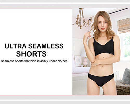 Bragas Mujer sin Costuras Invisible Señoras Braguitas Low Rise Suave Ligera Bikini Braguitas, Pack de 6 Negro L