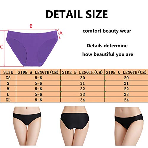 Bragas Mujer sin Costuras Invisible Señoras Braguitas Low Rise Suave Ligera Bikini Braguitas, Pack de 6 Negro S