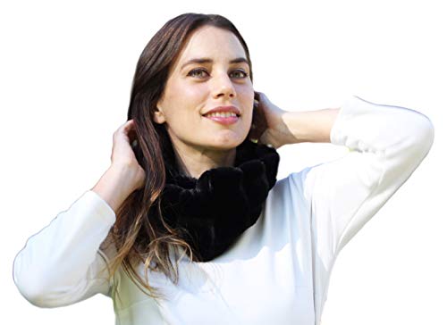 BRANDELIA Bufanda Mujer Invierno de Pelo Sintético Suave y Elegante Tipo Cuello, Negro